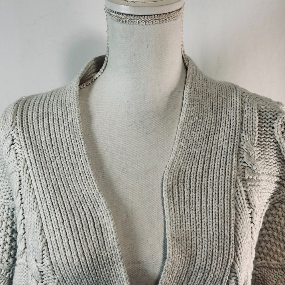 Endless Rose Chunky Cable Knit Cardigan Rhinestone Button Cream Sweater L NWT - Picture 2 of 13